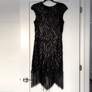 Babeyond Black Beaded flapper style dress